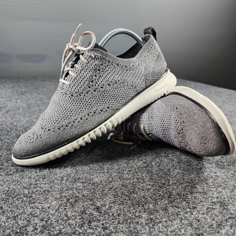Cole Haan Zerogrand Stitchlite‎ Oxford Casual Mens 9.5 Gray Knit Wingtip C27565